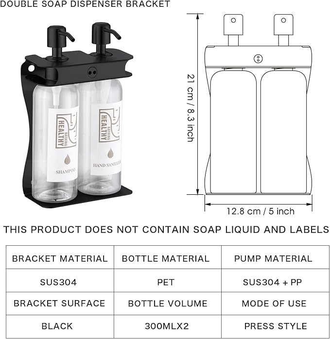 Shampoo, Conditioner, Shower Gel Dispenser 3 Room refillable Shampoo and Conditioner Pump Bottle Wall-Mounted Slot Shower soap Dispenser (KCHS-2)
