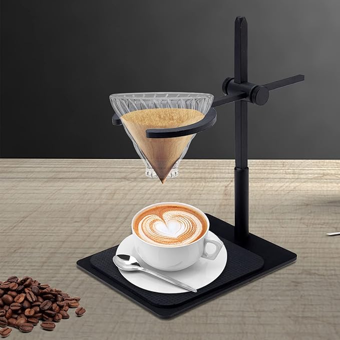 Fetcoi Pour Over Stand Coffee Station, Black Aluminum Pour Over Coffee Dripper Adjustable Coffee Filter Stand Holder for Coffee Connoisseurs, Coffee Lovers for Best Coffee Experience