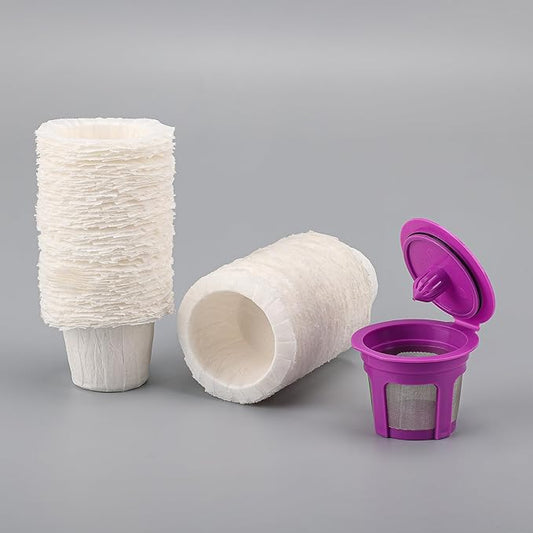 Haetyly 200 Counts Coffee Filter Paper for Keurig Brewers Single Serve 1.0 and 2.0 Fits All Brands Reusable K Cups (One kcup included))