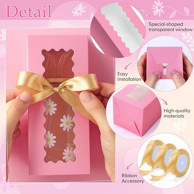 Windyun 100 Pcs Tumbler Gift Boxes for Sublimation Glass Exhibition Boxes Transparent for 12oz 16oz 20oz Shipping Cup Exhibition Packaging for Jars Mug Can Party Supplies(Pink)
