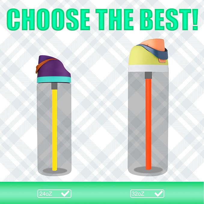 6pcs Replacement Straws for Owala FreeSip 24oz 32oz, Reusable Plastic Straws with Cleaning Cleaner Brush for Insulated Stainless Steel Water Silicone Bottle Tumbler Rubber Accessories Parts (6 Colors)