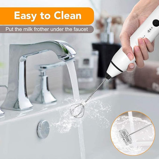 Milk Frother Handheld, Gbivbe Rechargeable Whisk Drink Mixer for Coffee with Art Stencils, Mini Foamer for Cappuccino, Hot Chocolate Match, Frappe, Hot Chocolate, Egg Whisk