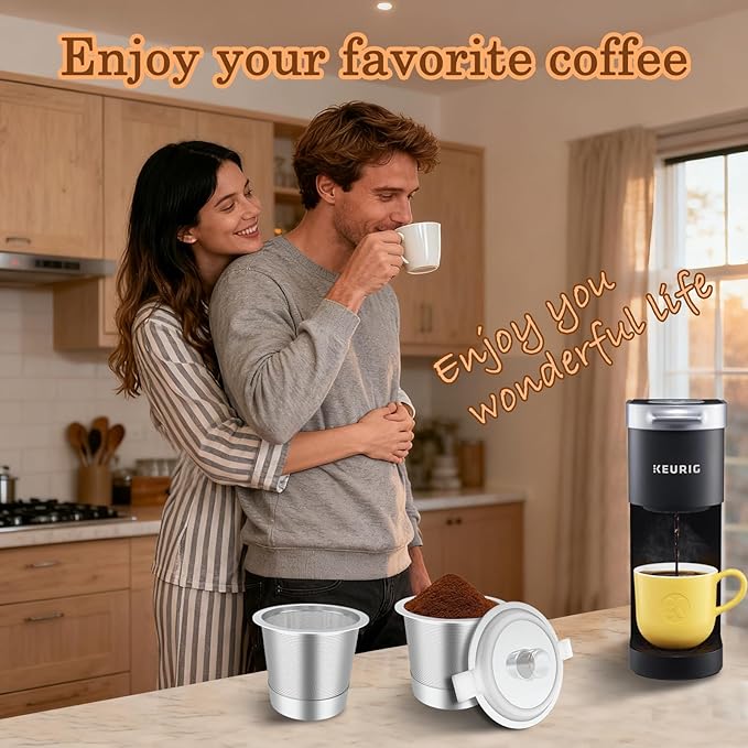 Reusable K Cups Campatible with Keurig 1.0 Coffee Maker,Stainless Steel Reusable Coffee Pods with Heat Resistant Handles Innovative Design (1Pack)