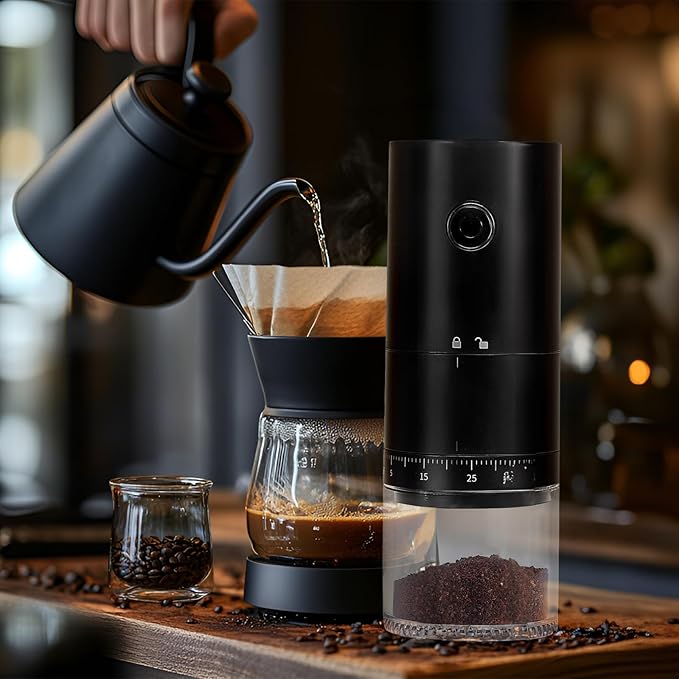 ShunChengFa Portable Electric Coffee Grinder with 38 Adjustable Grind Settings, 1500mAh Rechargeable Battery, Portable Coffee Grinder,For Home, Office & Travel Use etc