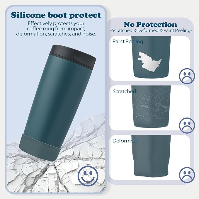 2Pcs Silicone Boot for Owala SmoothSip Slider Coffee Tumbler 20oz 12oz, Anti-Slip Sleeve for Travel Coffee Mug, Protective Accessories for Owala BPA Free (High Dive)