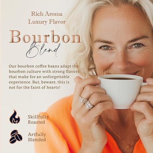 Bourbon Flavored Whole Bean Coffee – 100% Arabica, Single Origin, Medium Roast, Rich and Smoky Flavor, Naturally Sweetened – Perfect for Cold Brew – by Coffea Flavor
