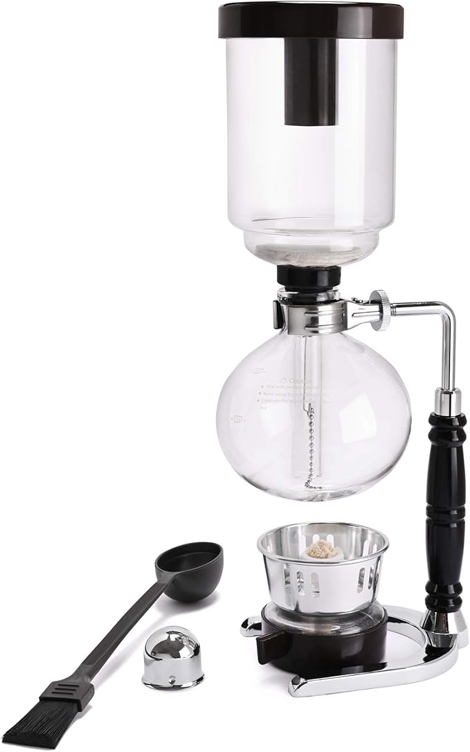 LUEUR Siphon Coffee Maker, Vacuum Coffee Brewer, Heat-Resistant 5-Cup Glass Siphon Coffee Maker with Reusable Cloth Filter, Hot Tea Maker for Home, Household and Office