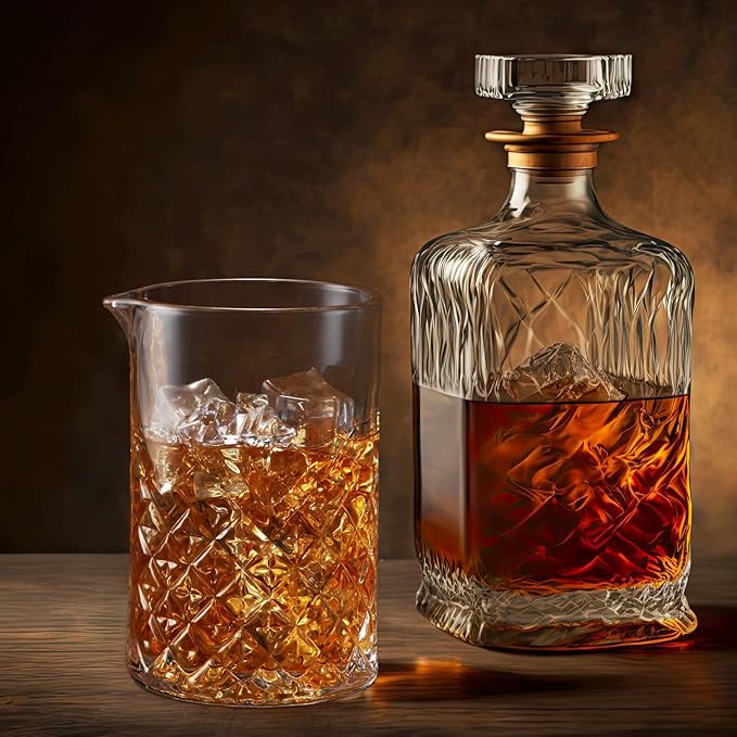 Inbagi 4 Pcs Cocktail Mixing Glass 23.67 oz Cocktail Shakers Stirring Glass Thick Bottom Crystal Glasses Stable Mixing Cups for Drinks Bartender Home Bar Accessories Tools