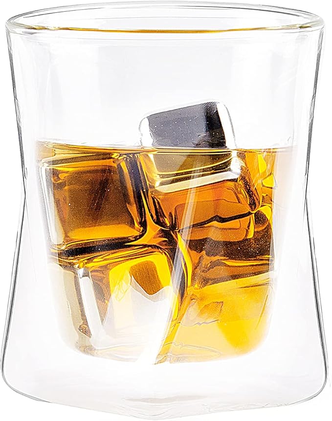 Ozeri Moderna Artisan Series 10 oz Double Wall Whiskey Glasses – Set of 2