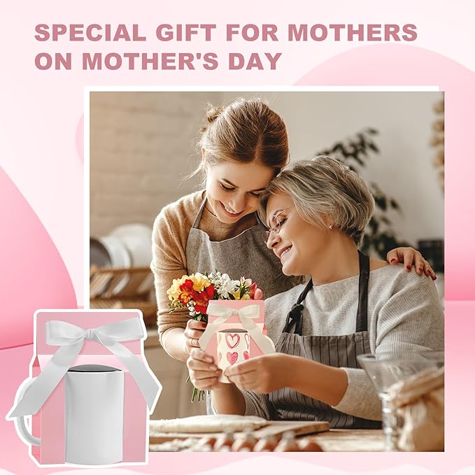 Kosiz 36 Pcs Mug Boxes Sublimation Coffee Mugs Gift Bags with Window Packaging Storage Box for Shipping Selling Wedding Valentines Gift Packaging Wrapping (for 11oz Mug,Pink,White)