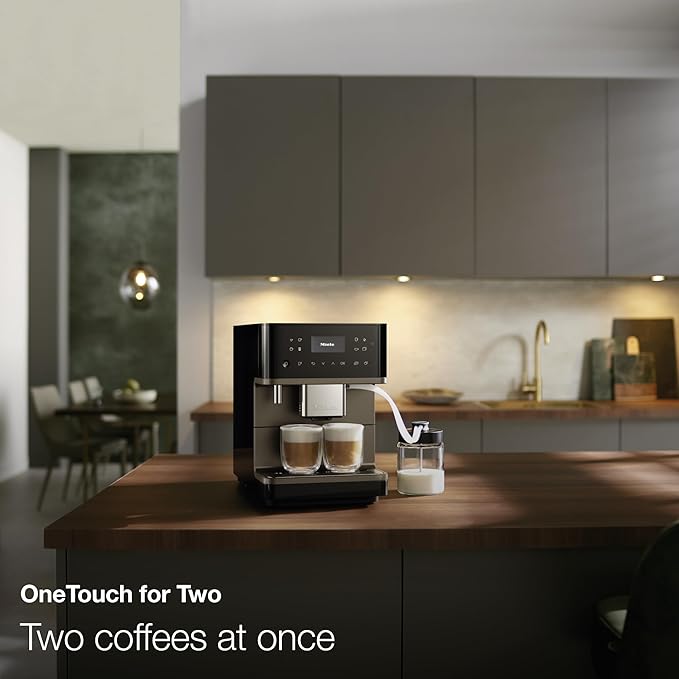Miele CM 6360 MilkPerfection Automatic Coffee Machine - OneTouch for Two, AromaticSystem, 8 individual profiles, DoubleShot, WiFi-compatible, LED lighting, in Obsidian Black BronzePearl Finish