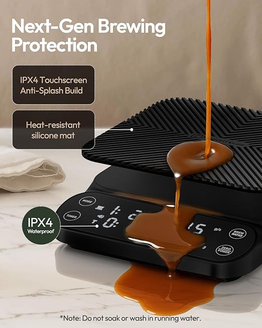 Maestri House S3 Coffee Scale with Timer, 3kg/0.1g Rechargeable Digital Scale, 3 Brew Modes, Adjustable Ratios & Flow Rate Display, Barista-Grade for Pour-Over, Espresso, French Press – Black