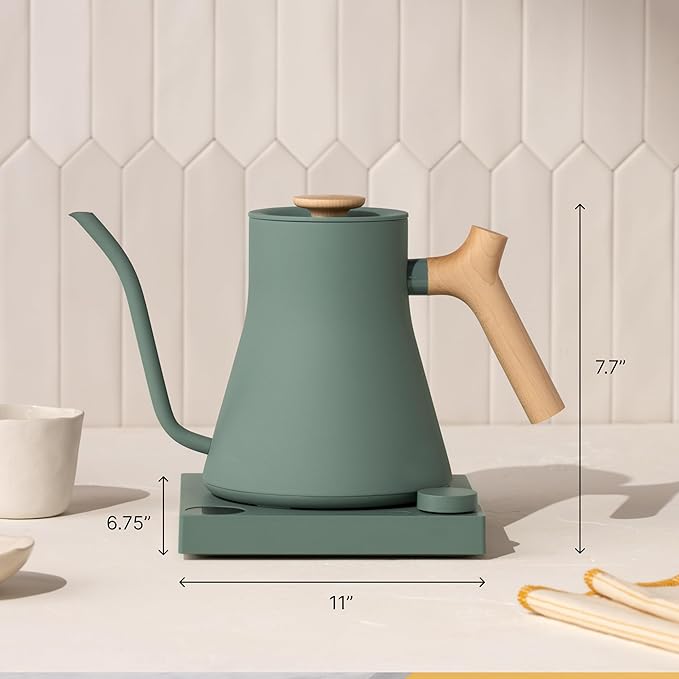 Fellow Stagg EKG Pro Electric Gooseneck Kettle - Pour-Over Coffee and Tea Pot, Stainless Steel, Quick Heating, Desert Rose with Maple Wood Handle, 0.9 Liter