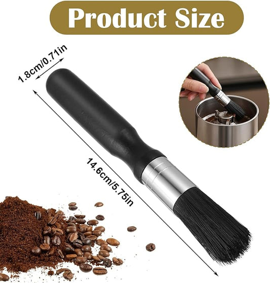DOPENSPI 2 Pcs Coffee Grinder Cleaning Brush, Boar Bristle Espresso Brush Machine Cleaner with Wood Handle Barista Brushes Tool coffee Bar Accessories for Kitchen Portafilter Burr Maintenance