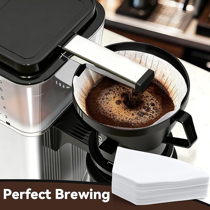 Coffee Filters #4 Compatible with Moccamaster Coffee Machine, 100 Pcs White Cone Disposable Filter Paper for Technivorm Moccamaster 8-10 Cup KBT KBGV KB