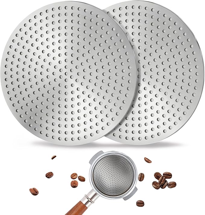 DRMBIGA 53.3mm Espresso Puck Screen 2 Pack - 3rd Gen Dual-Layer Lower Shower Screen, Reusable Metal Coffee Filter for Breville 54mm Portafilter Basket, 316 Stainless Steel Barista Tool