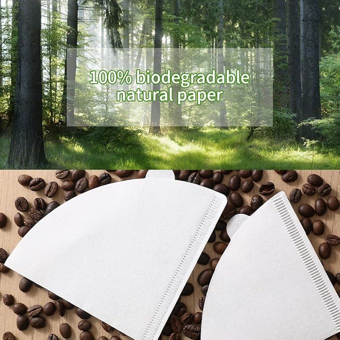 FsLvniu Coffee Filters, Size 02 White Cone Filters, 200 Count Disposable Natural Paper Filters 2-4 Cup for Pour Over and Drip Coffee Maker