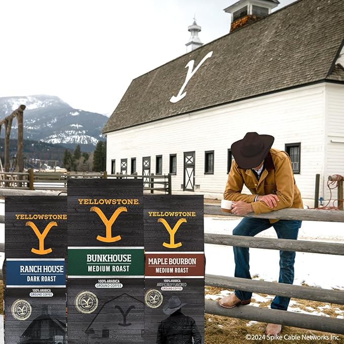 Yellowstone Maple Bourbon Medium Roast Coffee,100% Arabica Ground Coffee, 36 oz.