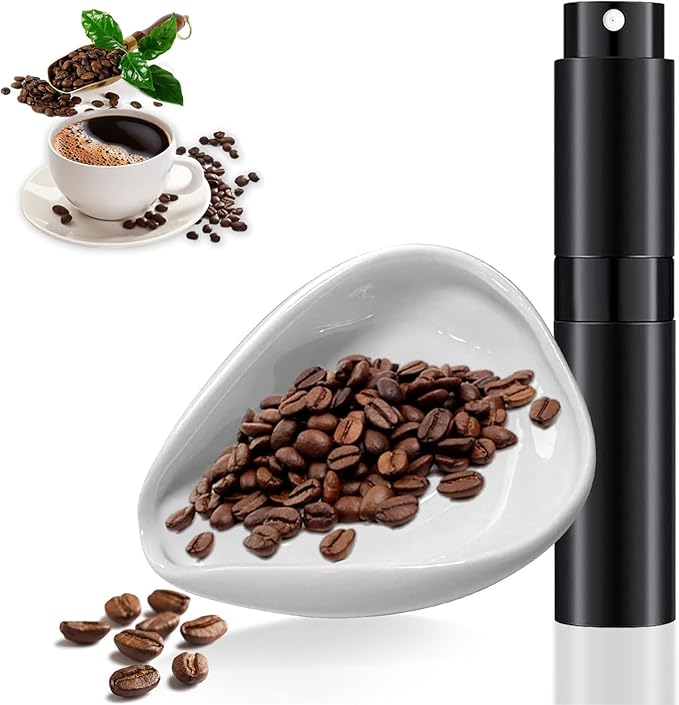 Coffee Bean Dosing Cup and Spray Bottle Set, Coffee Bar Espresso Accessories, Ceramic Dosing Vessel/Single Dose Measuring Tray Kit, Ceramic Single Dosing Tray For Coffee or Tea, Coffee Lover Gifts