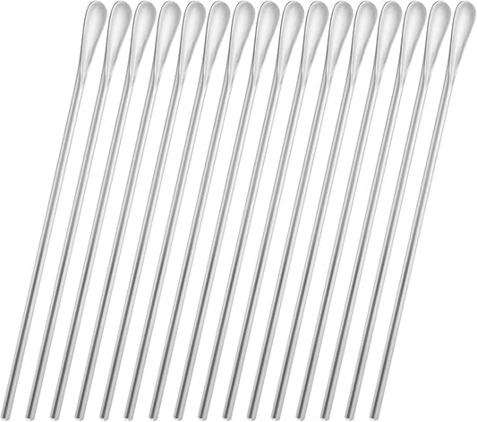 16-Pack 8.5" / 21.8cm Stainless Steel Long Handle Stirring & Mixing Spoon – Reusable Bar Tool for Coffee, Tea, Iced Drinks & Cocktails
