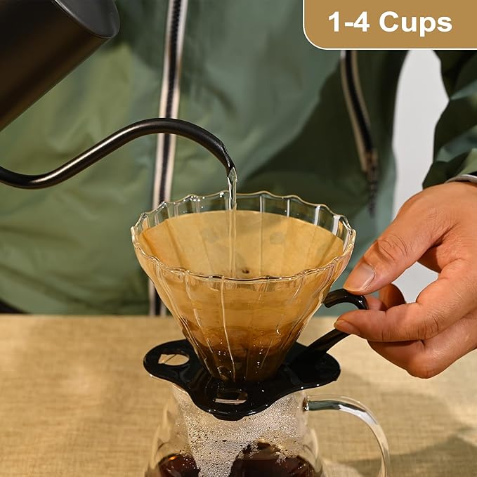 Dingkei 200 Count Cone Coffee Filters Size 02, Coffee Filters 2 Cone Paper, Pour Over Filters Compatible with V60 Dripper and Drip Coffee Maker, Unbleached Natural Brown