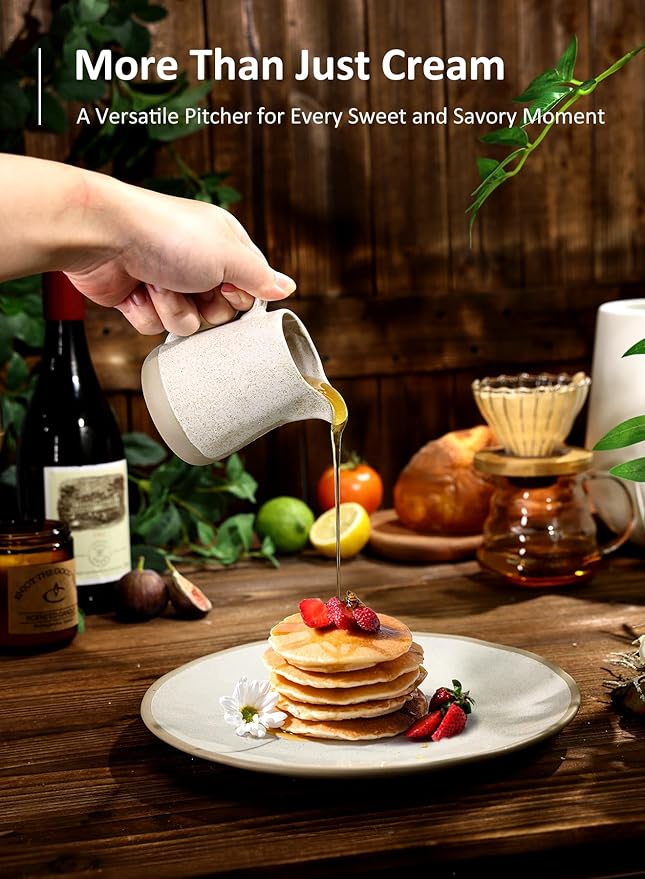 Yedio 9 oz Stoneware Creamer Pitcher – Small Milk Jug with Handle, Ceramic Creamer Cup Container for Coffee, Microwave & Freezer Safe