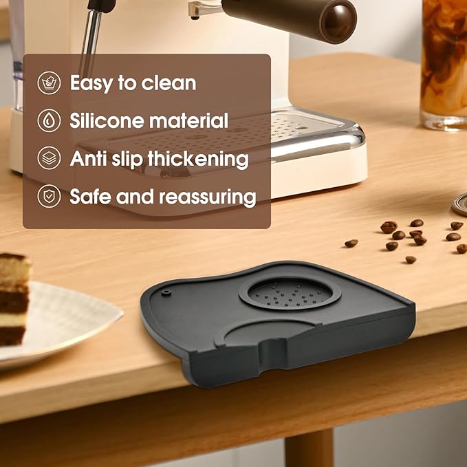 IAOSEN Silicone Gel Coffee Tamper Mat, Espresso Silicone Mat 6.9 in X 4.9 in, Silicone Tamping Pad for Barista Tool Home Kitchen Bar Coffee Shop