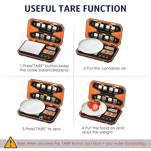 Digital Pocket Scale, High-Precision 500g x 0.01g Gram Scale with 50g Calibration Weight, Mini 6 Units Jewelry Scale with LCD Display, Tare Function for Food, Jewelry, Coin, Coffee, Battery Included