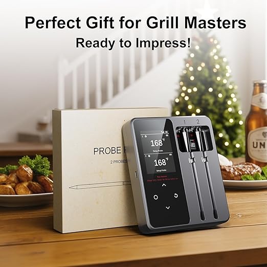 Newise Wireless Bluetooth Meat Thermometer - 2 Probes & App Control, Valentines Day Birthday Gifts for Men Him, Smart Digital Thermometer for Cooking, Oven, Smoker, BBQ, Grill
