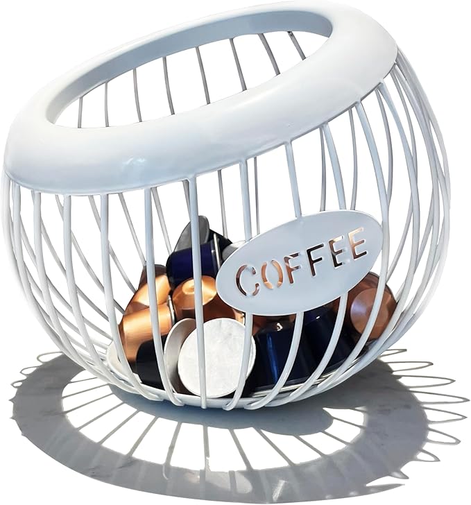 Coffee Pod Holder,K Cup Holder,Large Capacity Kcups Organizer for Counter, Coffee Bar Accessories＆Station Organizer,Pods Storage (White)