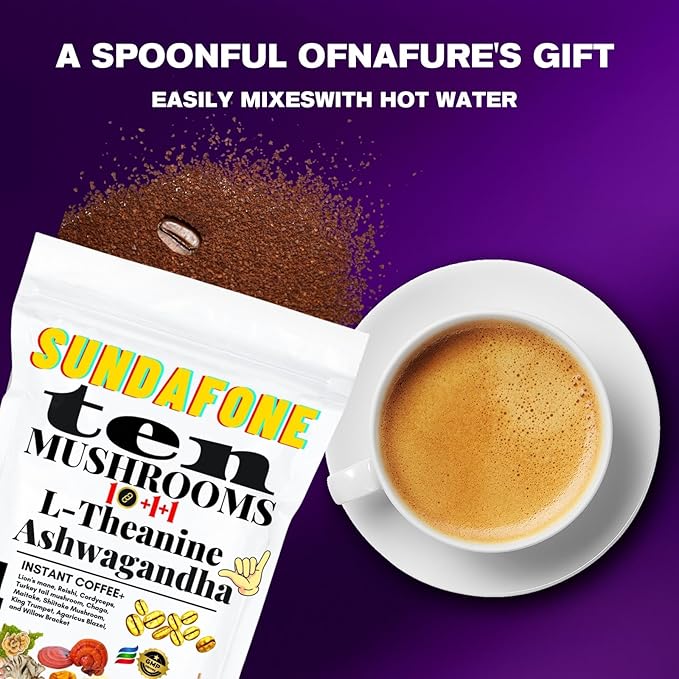 SUNDAFONE Mushroom Coffee 12 Adaptogenic Instant Coffee