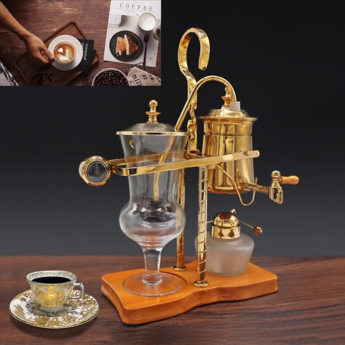 Luxury Balancing Siphon Coffee Maker/Brewer,Balance Syphon Coffee Maker Double Column,Easy to Clean Permanent Filter and Water Retainer,B