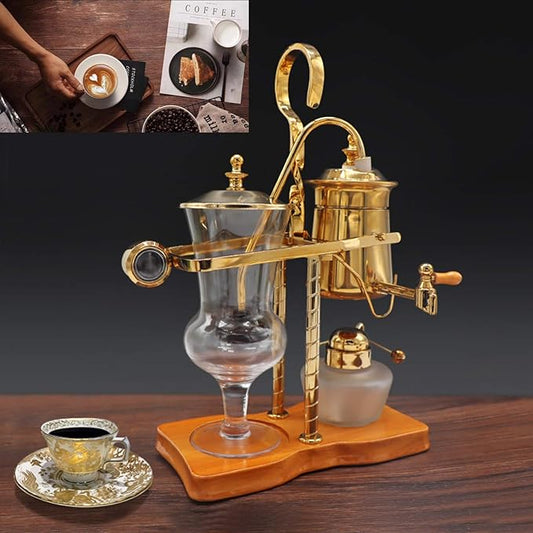 Luxury Balancing Siphon Coffee Maker/Brewer,Balance Syphon Coffee Maker Double Column,Easy to Clean Permanent Filter and Water Retainer,B