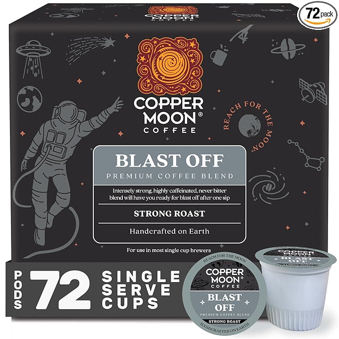 Copper Moon Single Serve Coffee Pods for Keurig K-Cup Brewers, Strong Roast, Blast Off Blend, 72 Count