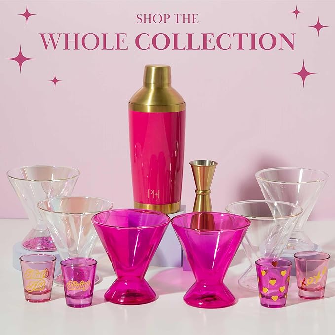 Paris Hilton 2-Piece Martini Glass Set, Double Wall Glass Design, Great for Martinis, Cocktails, Cosmopolitans, Margaritas, 7-Ounce, Clear