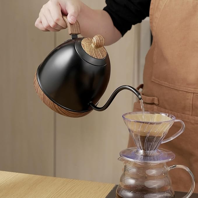 Electric Stainless Steel Gooseneck Kettle Temperature Control Variable For Coffee Tea Pour Over 1000 Watt Quick Heating,0.8QT,BPA free, dry-boil Protection, Touch Screen control 110VAC1000W US PLUG