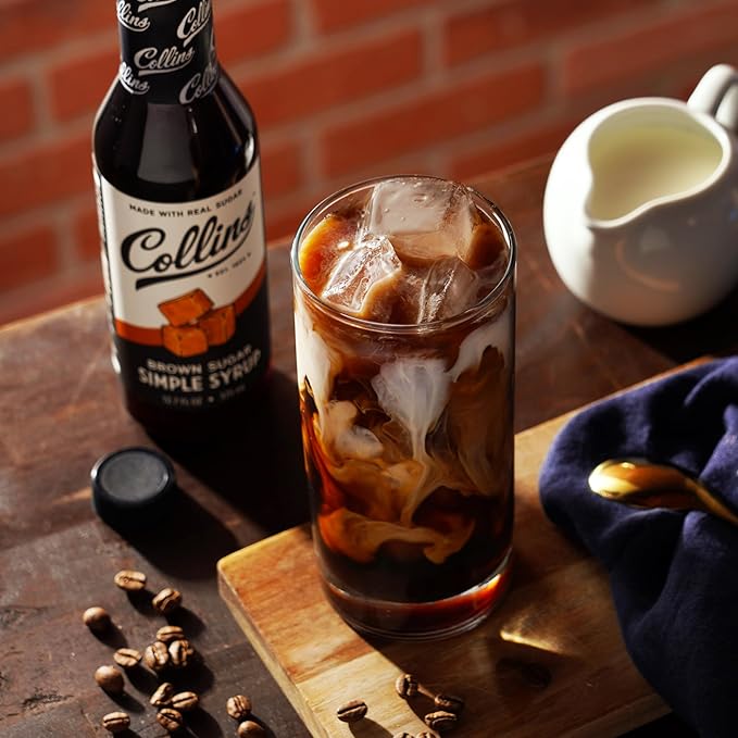 Collins Brown Sugar Syrup - Simple Syrup for Cocktails, Brown Sugar Coffee Syrup - Cocktail Syrup 32oz Set of 1