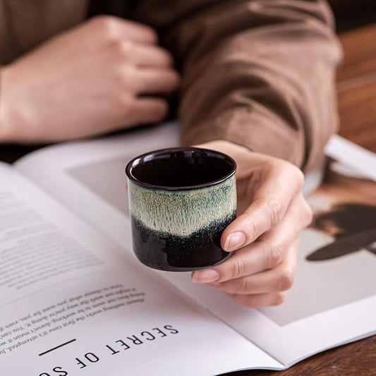 Espresso Cups Set of 2, Ceramic Espresso Cups, Expresso Shots Cups, 2.5oz Tea Cups, Demitasse Cups (4, magic outside)