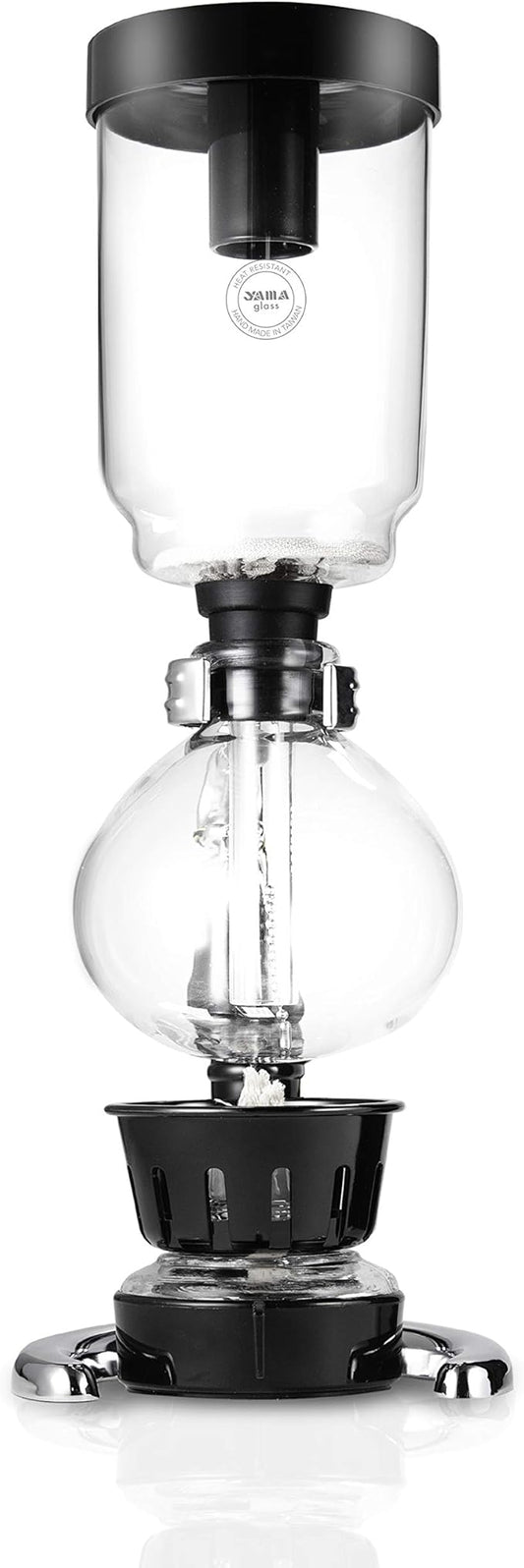 YAMA Glass 3 Cup Tabletop Siphon Gravity Coffee Maker with Alcohol Burner