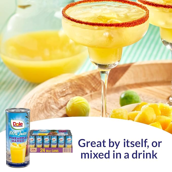 Dole 100% Pineapple Mango Juice, No Added Sugar, Excellent Source of Vitamin C, 100% Fruit Juice, Packaging May Vary, 8.0 Fl Oz (Pack of 24)