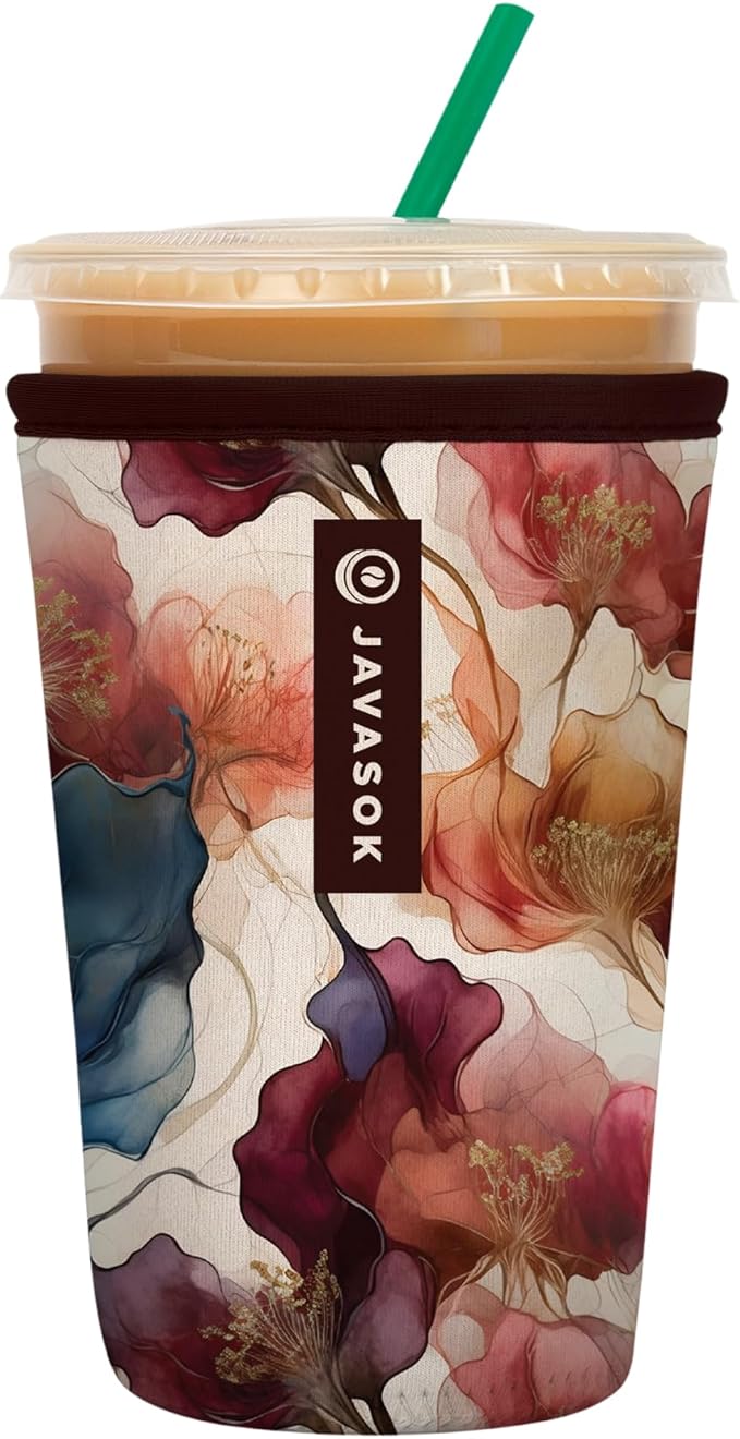 Sok It JavaSok Iced Coffee & Cold Soda Insulated Neoprene Cup Sleeve (Watercolor Whisper, Medium: 22-28oz)