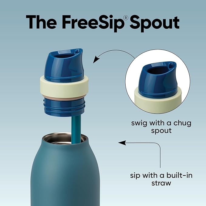 Owala FreeSip Twist Insulated Stainless Steel Water Bottle with Straw for Sports and Travel, BPA-Free, 24-oz, Denim