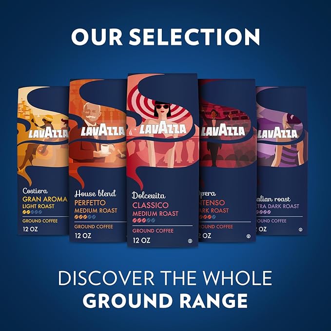 Lavazza Costiera Gran Aroma Ground Coffee 12oz Bag, Light Roast, Smooth and Aromatic Taste, Intensity 2/5, 100% Arabica, Ideal for Drip Brewers, (Pack of 1) - Package May Vary