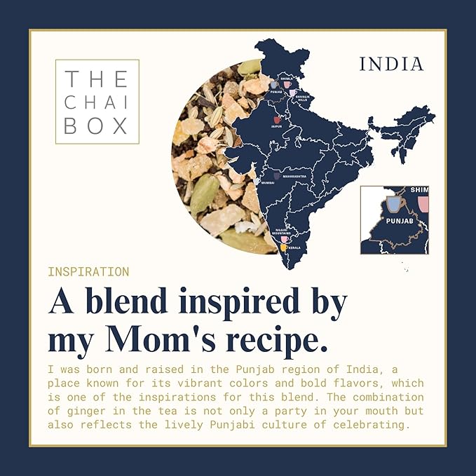 The Chai Box Loose Leaf Ginger Fennel Tea - Vegan & Gluten Free | Caffeinated Black Tea made with Candied Ginger, Cardamom & Fennel (Pack of 1) 2.5 oz | Makes 25 Cups | Small Batch Loose Leaf Tea with Whole, Premium Spices