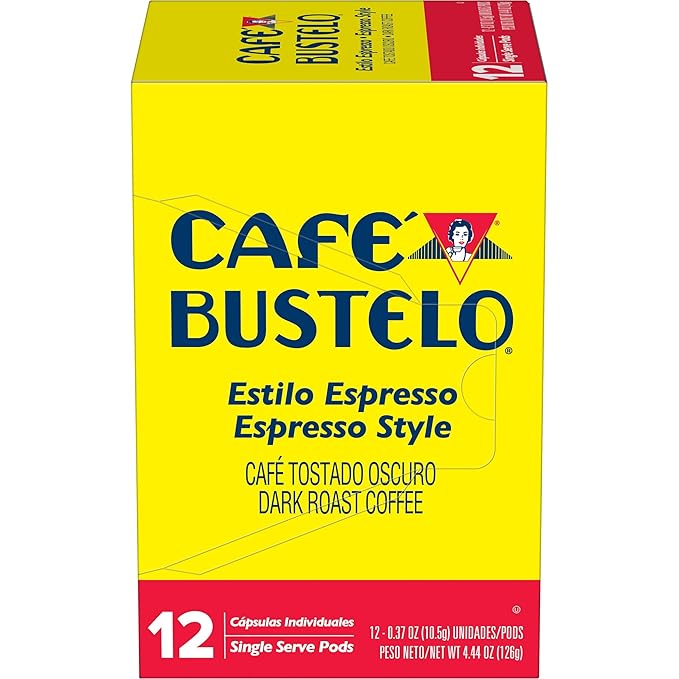 Café Bustelo Espresso Style Dark Roast, Single Serve Coffee Pods, 12 Count (Pack of 1)
