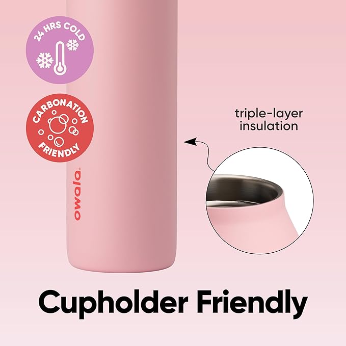 Owala FreeSip Twist Insulated Stainless Steel Water Bottle with Straw for Sports and Travel, BPA-Free, 24-oz, Angel Food Cake