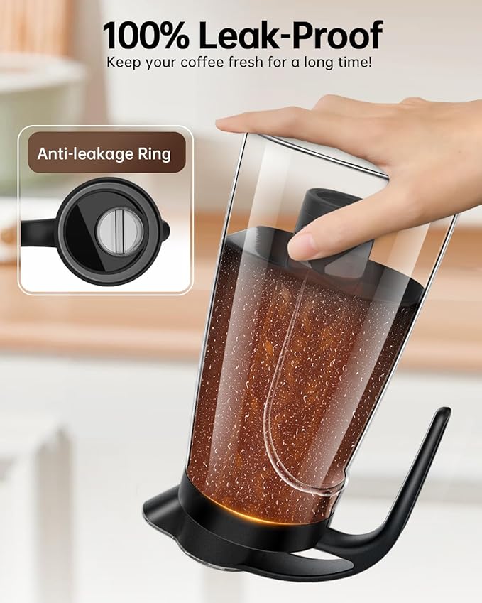 YURICK Cold Brew Coffee Maker, 70 oz (2100 ml) BPA Free Tritan Pitcher, Iced Coffee Maker and Tea Brewer, 100% Leak-Proof, Easy to Clean Reusable Mesh Filter, Black (2 Pack)