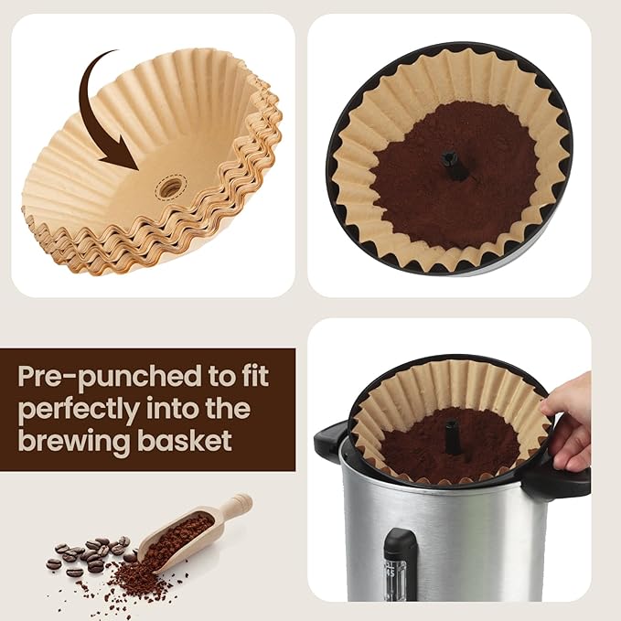 Large Coffee Filters Compatible with Sybo Commercial Coffee Maker, 120 Pcs Perforated Basket Filter Paper for Sybo 50 Cup
