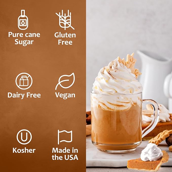 Syruvia Pumpkin Pie Coffee Syrup, Flavored Syrup for Drinks, Lattes, and Desserts – 25.4 fl oz