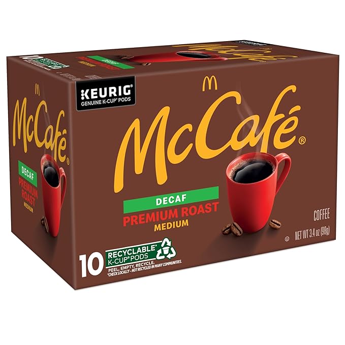McCafe Premium Roast Decaf Coffee, Single Serve Keurig K-Cup Pods, Decaffeinated, 60 Count, (6 Packs of 10)